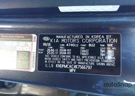 2019 Kia Sportage Lx из США, поврежденный, VIN KNDPMCAC4K7566797